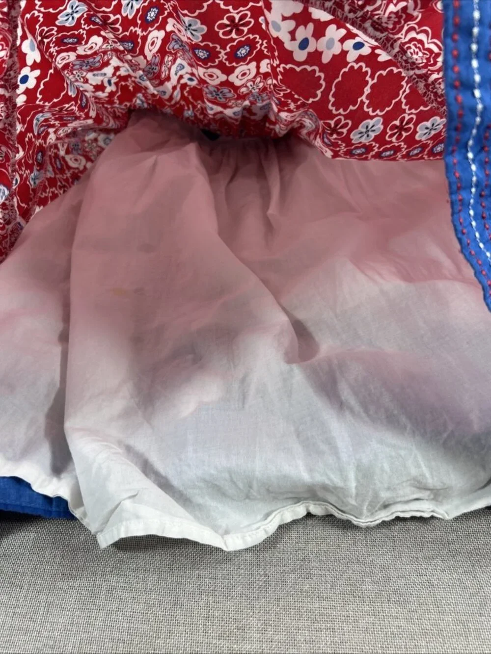 The Children's Place Dress Girls Size 10 Red White Blue Floral Sleeveless Lined
